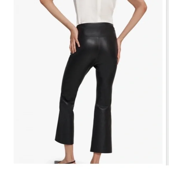 NWOT Theory Leather Pants Yoke Urban Crop Flare in Black